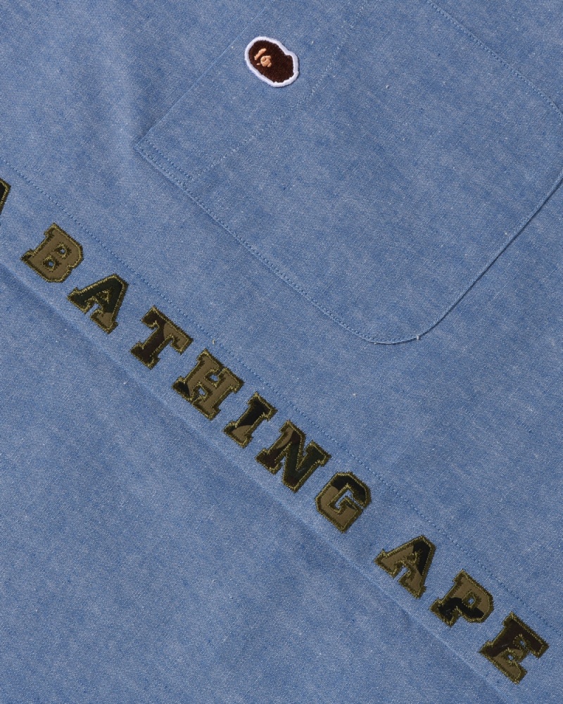 Chemises Bape A Bathing Ape Applique BD Loose Fit Bleu Homme | RES-71950112